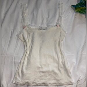 Zara Cream Lace-Trimmed Top